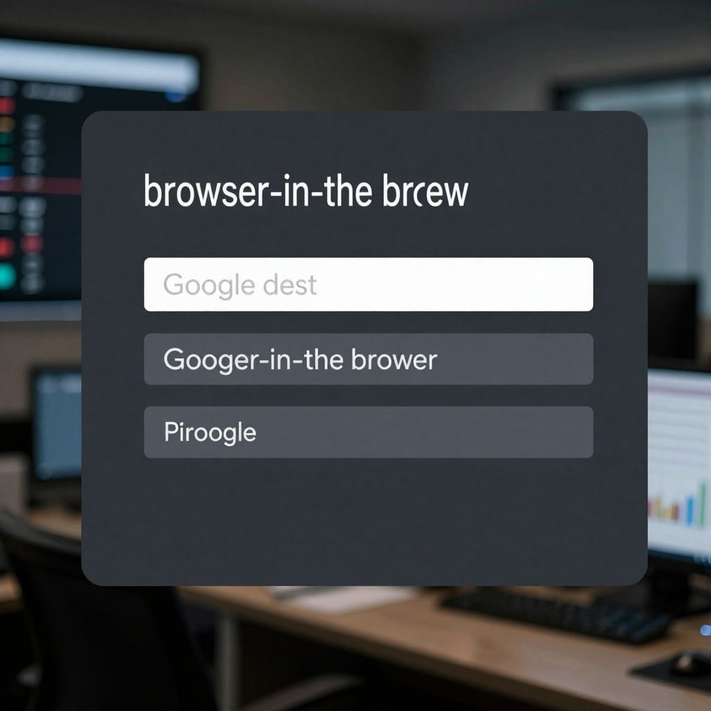 Interface simulant une page de connexion Google, avec un design sombre et des éléments d'interface trompeurs, illustrant la technique du