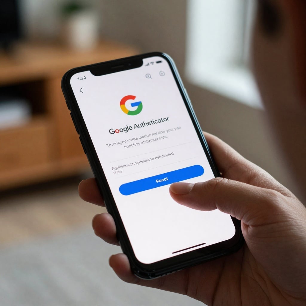 Phishing Sophistiqué : Les Arnaques Google Ciblant les Offres d’Emploi — image3 Une main utilisant une application d'authentification sur un smartphone pour activer la double authentification, soulignant l’importance de cette mesure de sécurité.